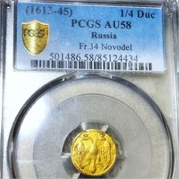 1613-45 Russian Gold 1/4 Ducat PCGS - AU58