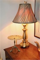Brass Table Lamp and a Brass Squirrel Candle