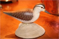 Shorebird Decoy on Clam Shell with initials RB on