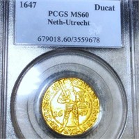 1647 Netherlands Gold Ducat PCGS - MS60