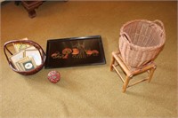 Small Bamboo Candle Stand, a Small Wicker Handled