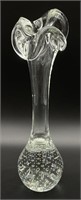 Clear Bubble Base Art Glass Bud Vase