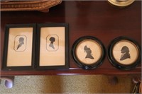 4 Small Silhouette Pictures Including George &