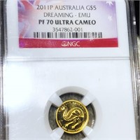 2011 Aus. $5 Gold Coin NGC -  PF70ULTCAM 1/10Oz