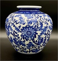Large Blue and White Asian Vase