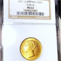 1871 Great Britain Gold Sovereign NGC - MS62