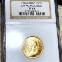 1966 Cyprus Gold Sovereign NGC - PF65