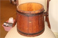 Wooden Bail Handled Bucket with Metal Trim
