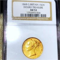 1868 Great Britain Gold Sov NGC - AU53 DOURO TRES