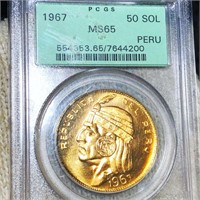 1967 Peru Gold 50 Soles PCGS - MS65
