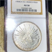 1904 Mexican Silver Peso NGC - AU58