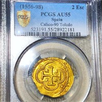 1556--98 Spanish Gold 2 Escudos PCGS - AU55