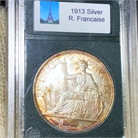 1913 Indo China Silver Francaise UNCIRCULATED
