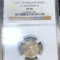 1247-72 Engalnd Silver Penny NGC - XF45 HENRY III