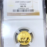 2009 Chinese Gold Panda 50 Yen NGC - MS70