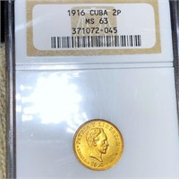 1916 Cuban Gold 2 Pesos NGC - MS63