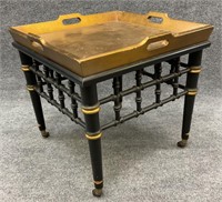 Black & Gold Faux Bamboo Accent Table