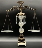 Vintage Scales of Justice Glasss Brass Marble