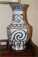 Cobalt Blue Decorated Vase 14" Tall