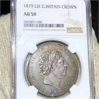 1819 Great Britain Silver Crown NGC - AU58
