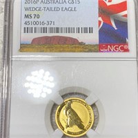 2016-P $15 Australia Gold Coin NGC - MS70 EAGLE