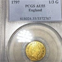 1797 England Gold 1/3 Guinea PCGS - AU55