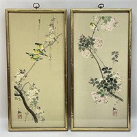 Pair Asian Framed Art Panels