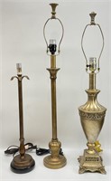 3pc Gold Tone Lamp Group