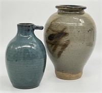 2pc Signed Art Pottery Vase