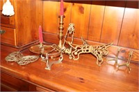 Brass Lot including Candle Holders, Butterfly