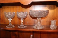 Clear Glass Lot Including Pedestal Fruit Bowl, 2