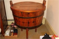 Wooden Barrel Shape Footed Storage Table 26 1/2"