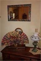 Table Lamp, Decorative Fan, Wooden Document Box,