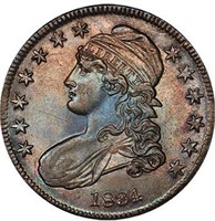 50C 1834 SMALL DATE. SMALL LETTERS. PCGS AU58