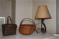 Split Oak Handled Basket, Gathering Basket and a