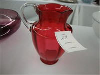 Cranberry and crystal pitcher.