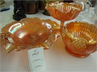 Lot of old marigold carnival glass.