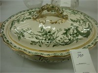 Edwardian green and white ironstone tureen.