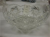 Heavy cut crystal banana bowl.