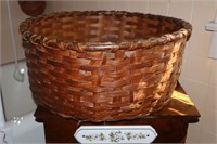 Antique Large Split Oak Basket 22" diameter 10"