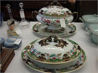Victorian polychromed tureen and platter along