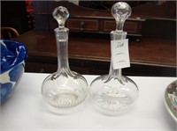 Two Edwardian cut crystal decanters.