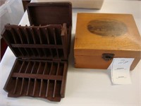 Mauchline ware box along with a folding cigarette