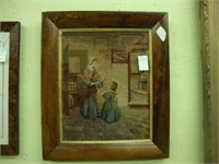 Victorian needlework picture of a mother and
