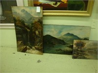 Three Scottish scenic paintings of lochs.