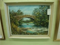 Scenic oil on board signed M. J. Lawson of a