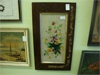 Rectangular Edwardian floral picture in gilt
