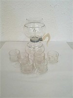 Vintage glass ice tea set pitcher and glasses