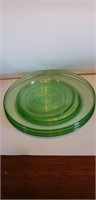 Green glass plates 3 large 2 small