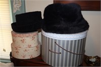 2 Betmar Hats with Hat Box and 2 Small Storage